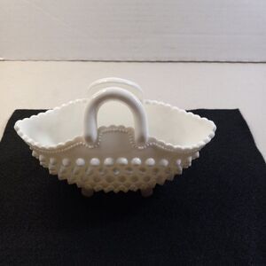 Vintage Hobnail Milk Glass Basket Cottage Core, Country Core, Grandma Core